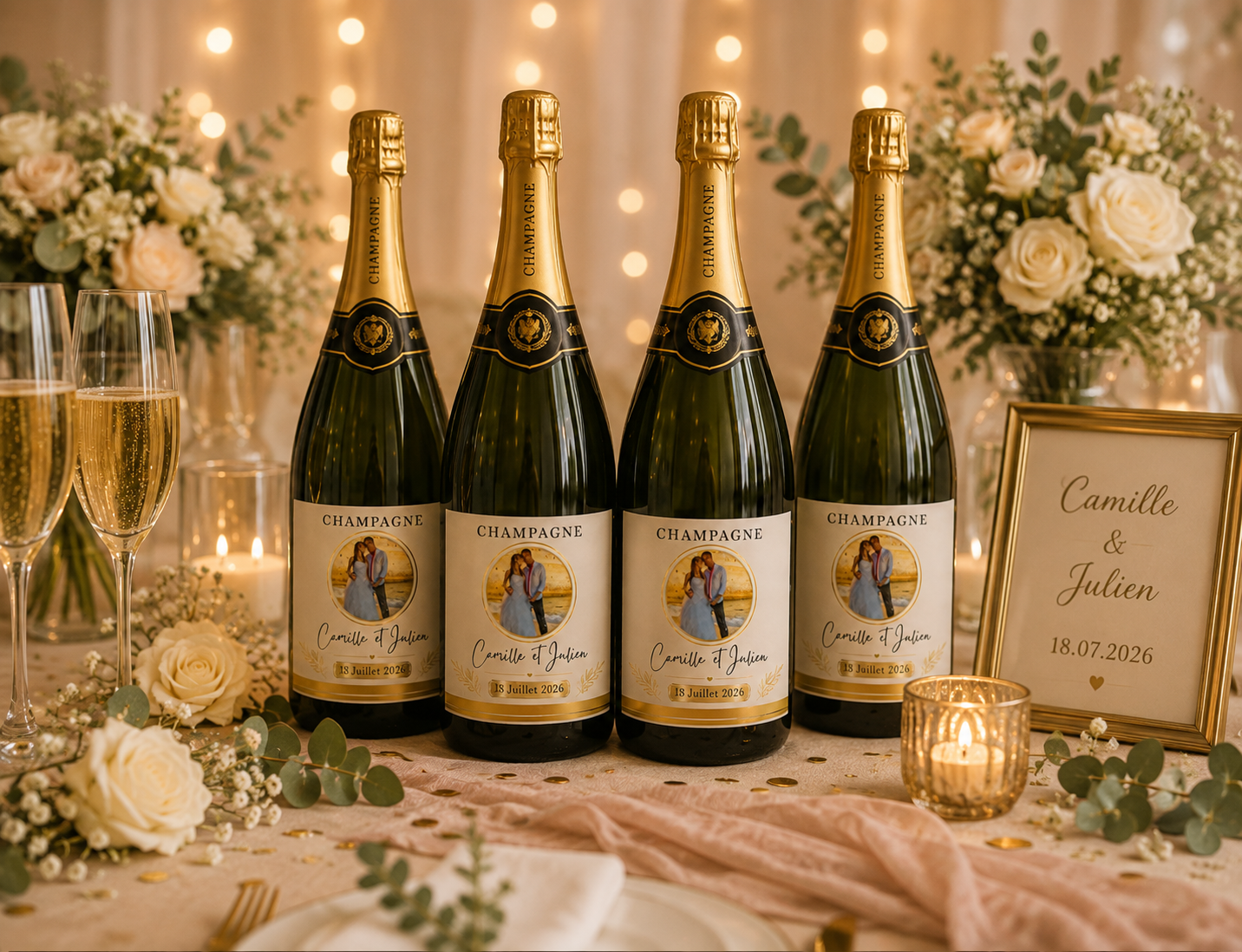 Étiquette personnalisée pour bouteille de champagne