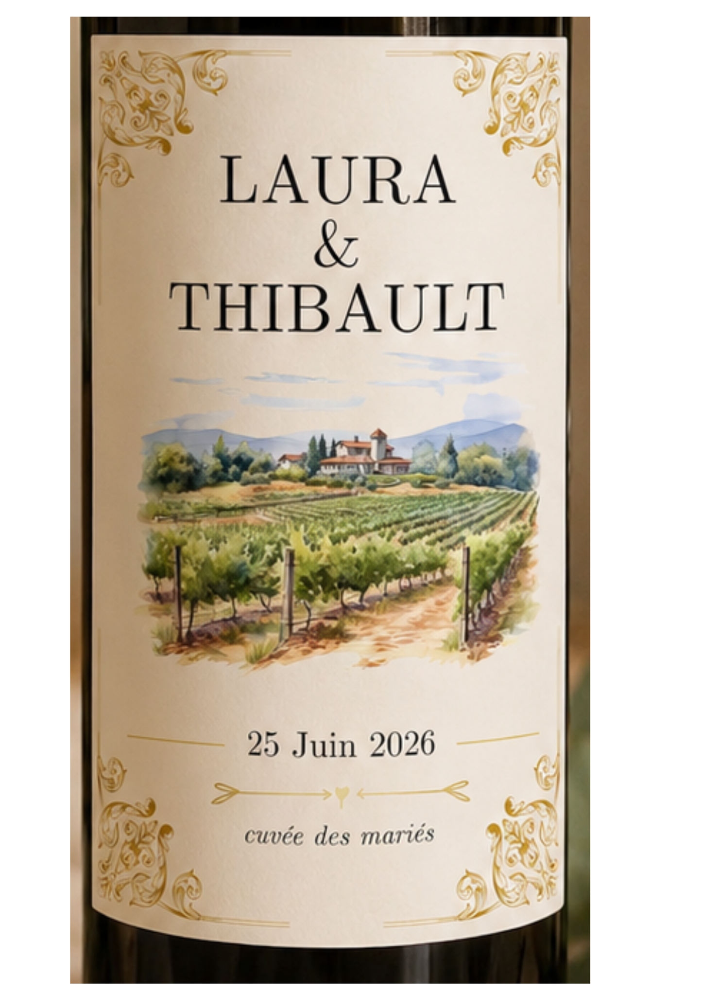 Étiquette personnalisée pour bouteille de vin