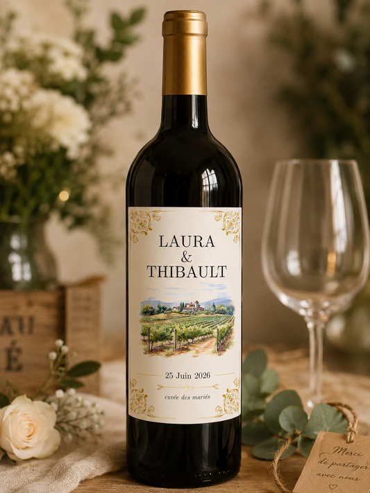 Étiquette personnalisée pour bouteille de vin