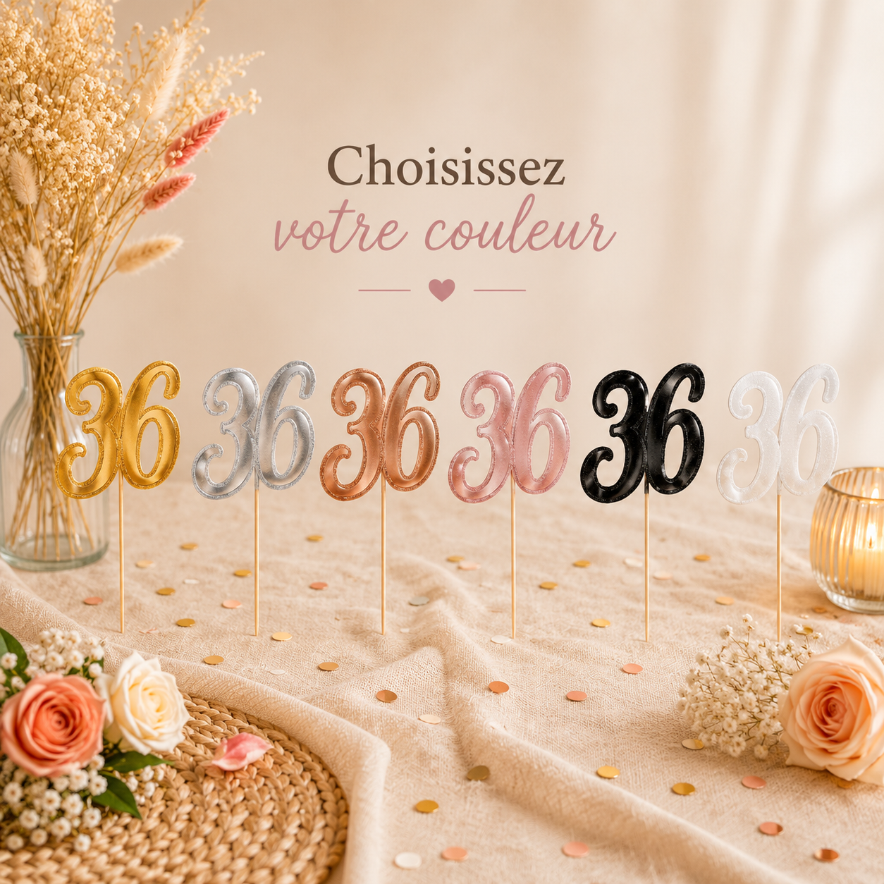 Chiffres personnalisés pour gâteau disponibles en plusieurs couleurs