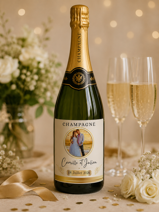 Étiquette personnalisée pour bouteille de champagne