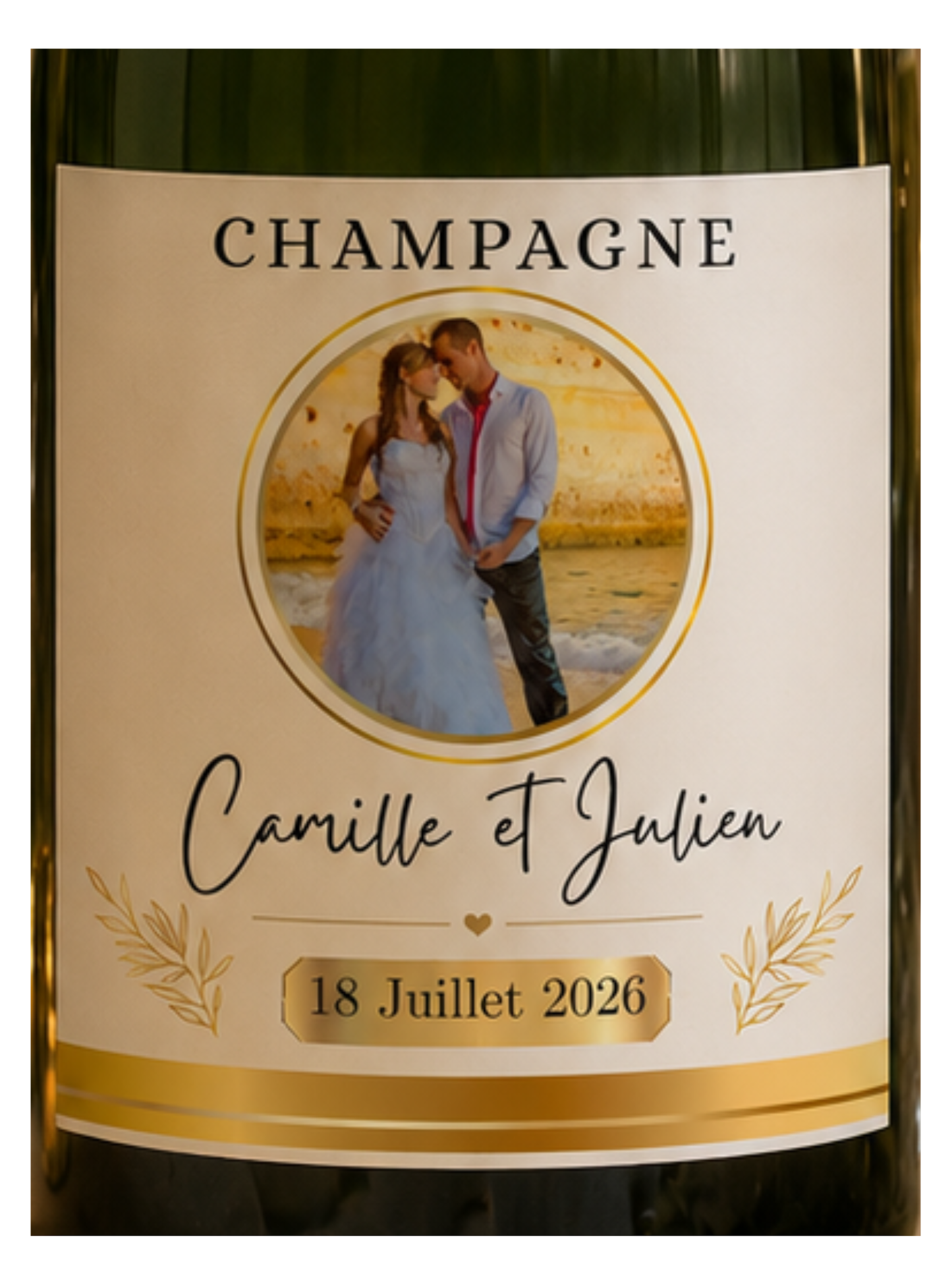 Étiquette personnalisée pour bouteille de champagne