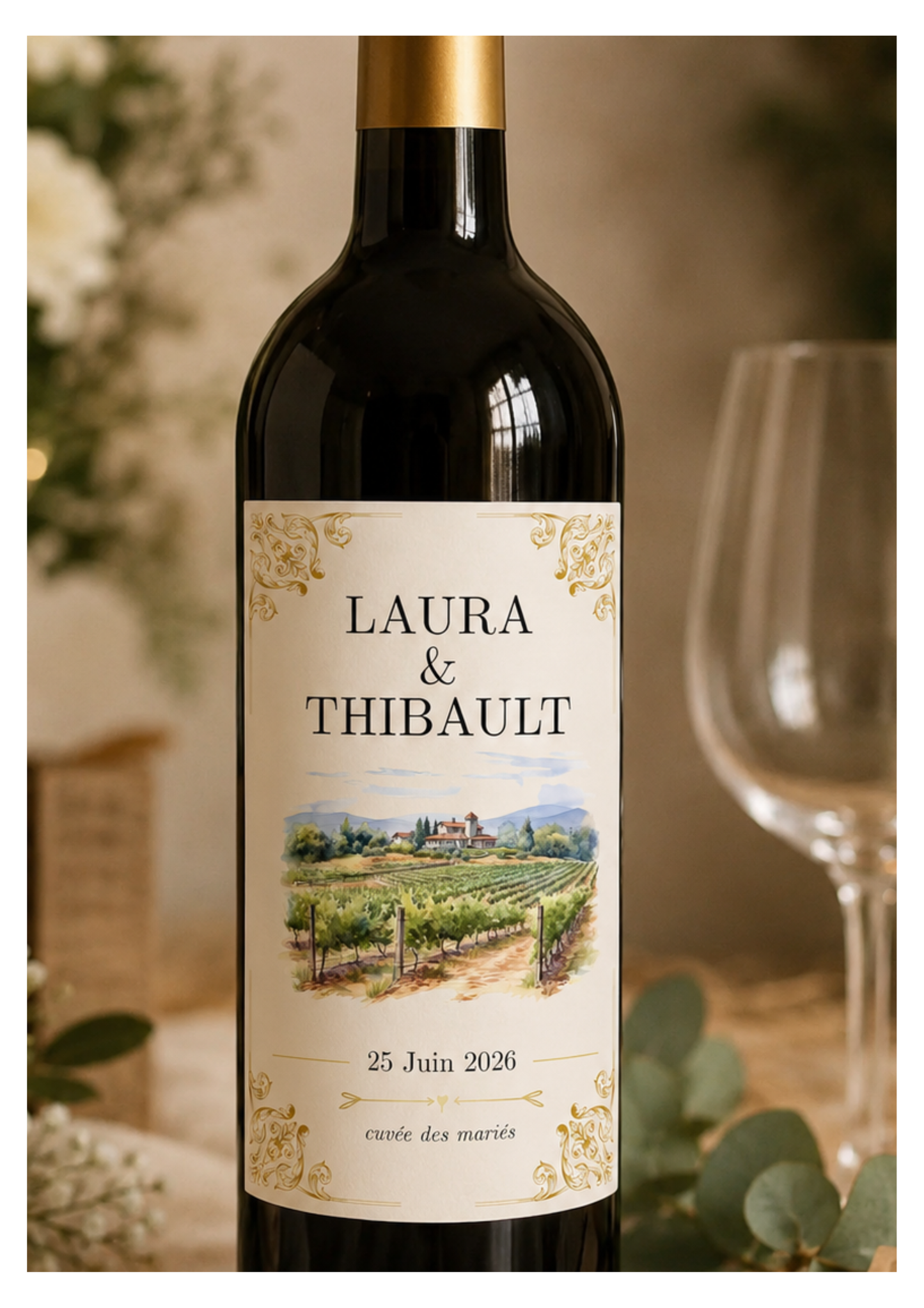 Étiquette personnalisée pour bouteille de vin
